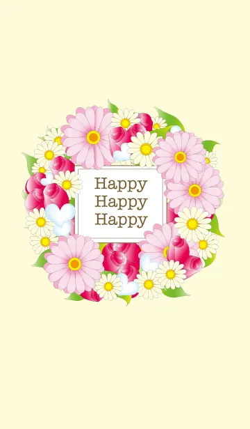 [LINE着せ替え] HAPPYなお花のリースの画像1