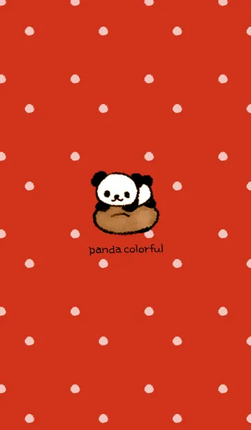 [LINE着せ替え] Panda colorful - Red Polka dotsの画像1