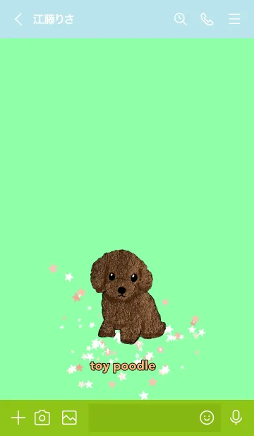 [LINE着せ替え] toy poodle トイプードル 茶 空色草色の画像3