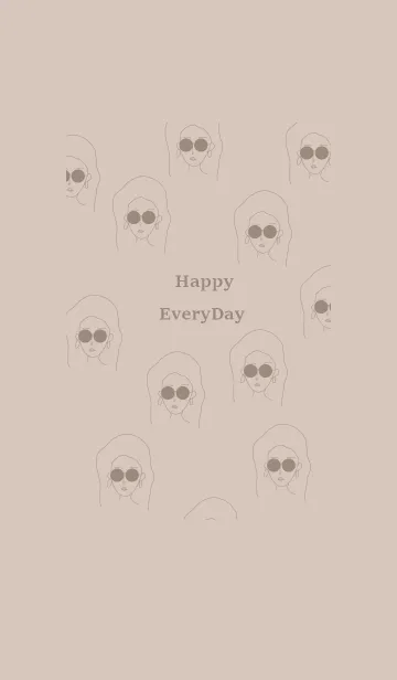 [LINE着せ替え] Happy Everyday (beige)の画像1