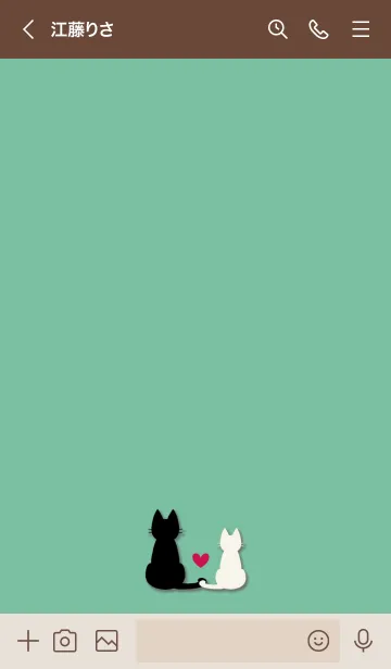 [LINE着せ替え] くすみグリーン×ベージュねこの画像3