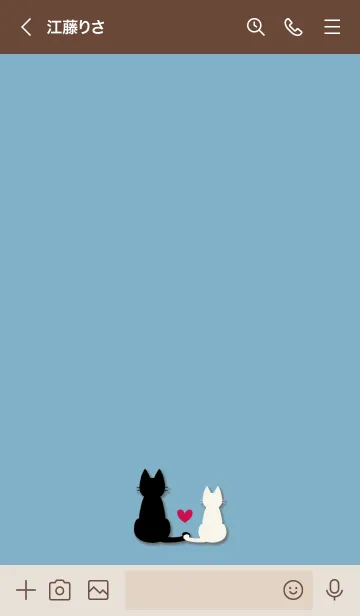 [LINE着せ替え] くすみブルー×ベージュねこの画像3