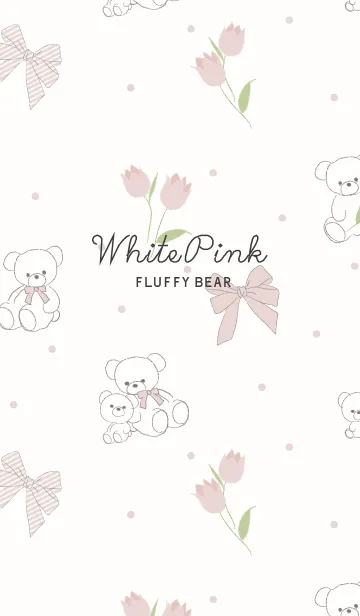 [LINE着せ替え] FLUFFY BEAR White Pinkの画像1