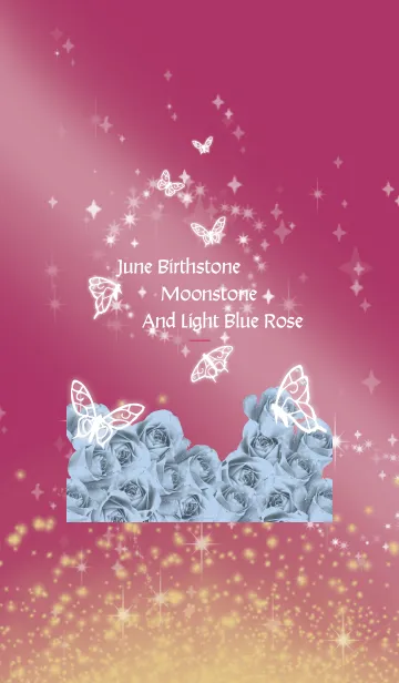 [LINE着せ替え] ピンク : 6月のムーンストーンと蝶の画像1