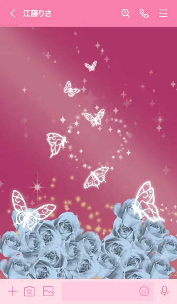 [LINE着せ替え] ピンク : 6月のムーンストーンと蝶の画像3
