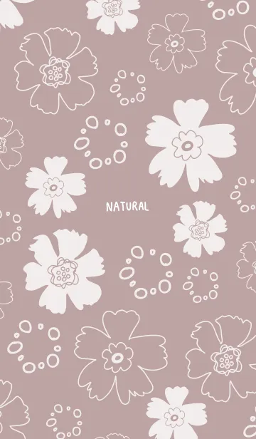 [LINE着せ替え] ナチュラル 花と丸 くすみピンク2の画像1
