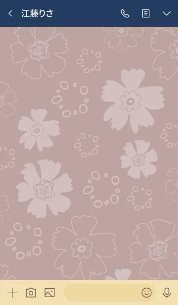 [LINE着せ替え] ナチュラル 花と丸 くすみピンク2の画像3