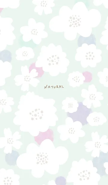 [LINE着せ替え] 白いお花と水玉 グリーン10の画像1