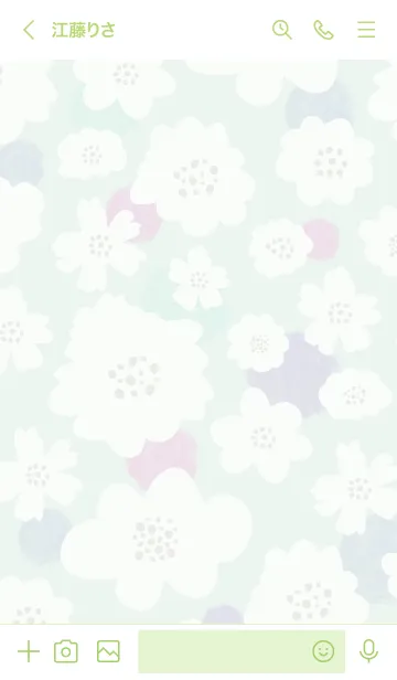 [LINE着せ替え] 白いお花と水玉 グリーン10の画像3