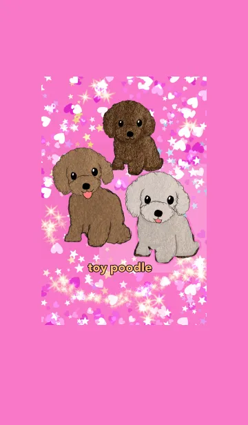 [LINE着せ替え] toy poodles トイプードル ピンクホワイトの画像1