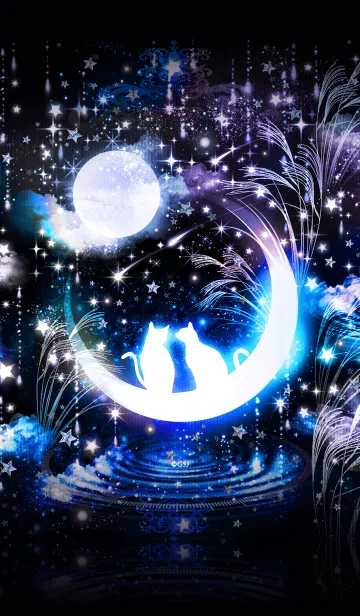 [LINE着せ替え] 全運気を上げる☆幻想的な月夜の猫の画像1