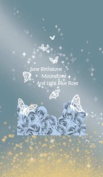 [LINE着せ替え] ベージュと青 : 6月のムーンストーンと蝶の画像1