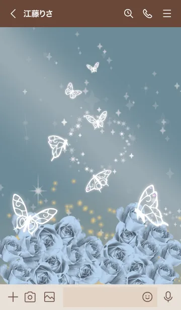 [LINE着せ替え] ベージュと青 : 6月のムーンストーンと蝶の画像3