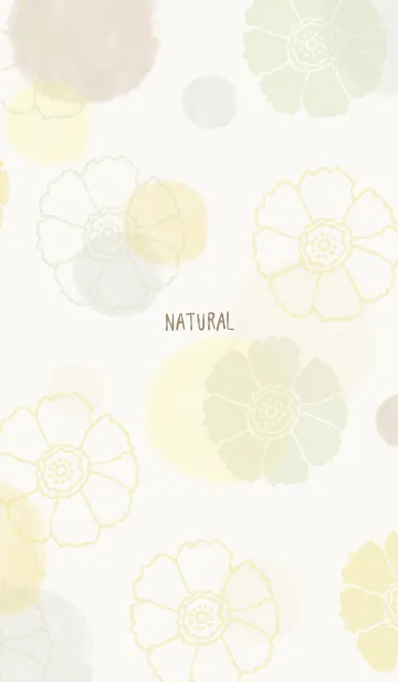 [LINE着せ替え] 花と水彩丸 黄色 茶色16の画像1