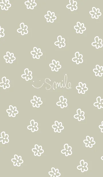 [LINE着せ替え] 白いお花 くすみベージュ2の画像1