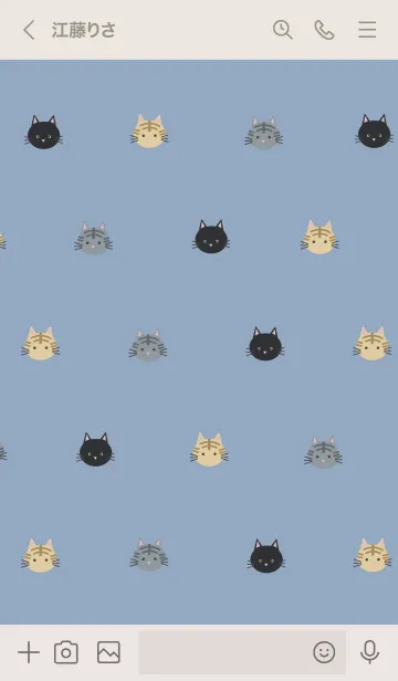[LINE着せ替え] シンプル・ねこ2 くすみブルーの画像3