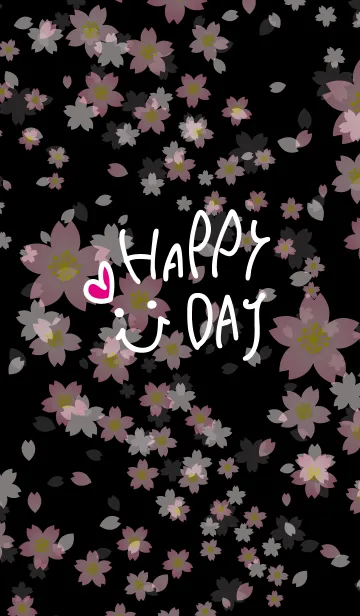 [LINE着せ替え] スマイル桜-黒背景7-の画像1