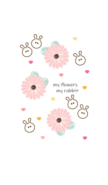 [LINE着せ替え] Pink flowers & mini rabbit 6の画像1