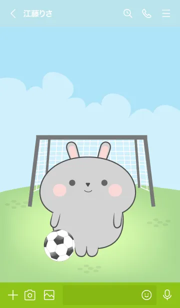 [LINE着せ替え] Grey Rabbit Love Football Theme (JP)の画像3