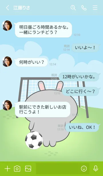 [LINE着せ替え] Grey Rabbit Love Football Theme (JP)の画像4