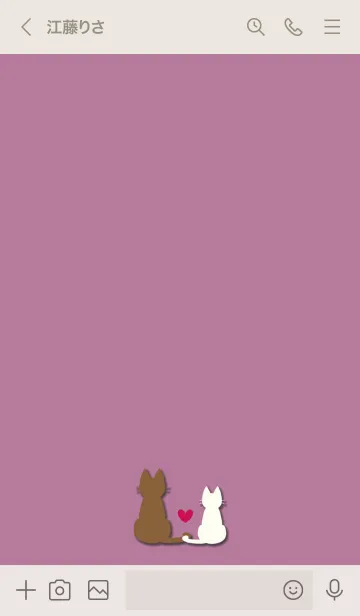 [LINE着せ替え] くすみピンク×アイボリーねこの画像3