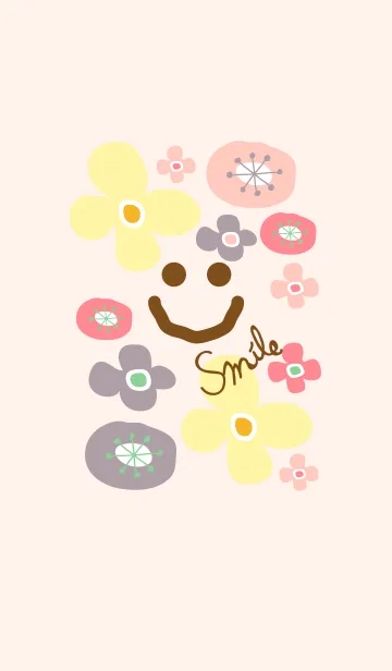 [LINE着せ替え] 北欧風お花ピンク-スマイル-の画像1