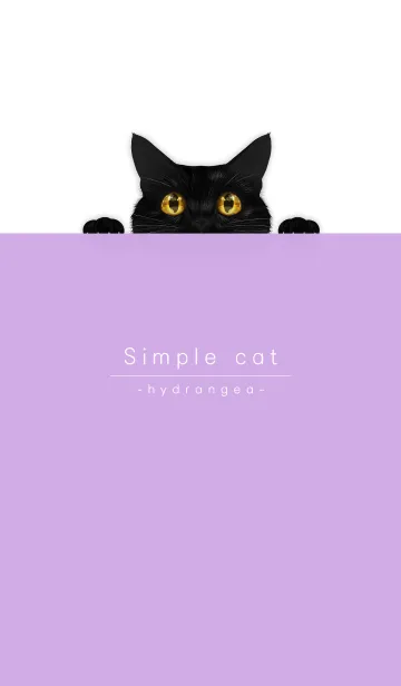 [LINE着せ替え] 黒猫とシンプル あじさいパープル.の画像1