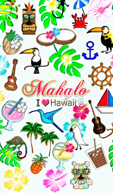 [LINE着せ替え] 鉛筆画イラスト♡アイ★ラブ★ハワイ #26の画像1