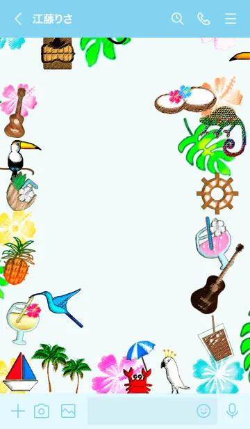 [LINE着せ替え] 鉛筆画イラスト♡アイ★ラブ★ハワイ #26の画像3