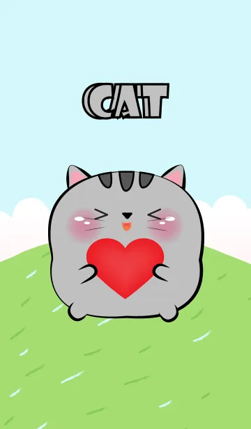 [LINE着せ替え] Cute Chubby Grey Cat  Theme (JP)の画像1