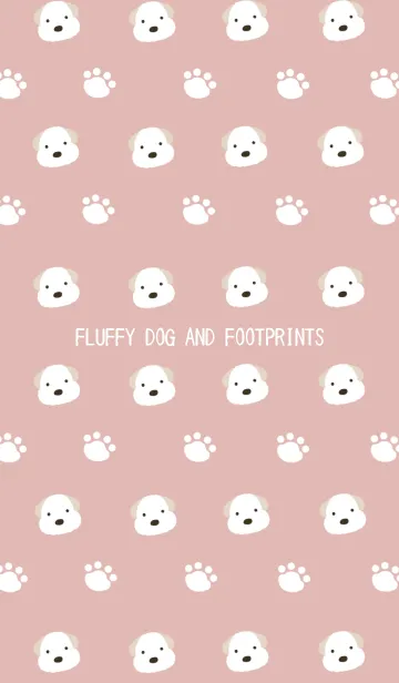 [LINE着せ替え] もこもこ犬と足跡 ピンクベージュの画像1