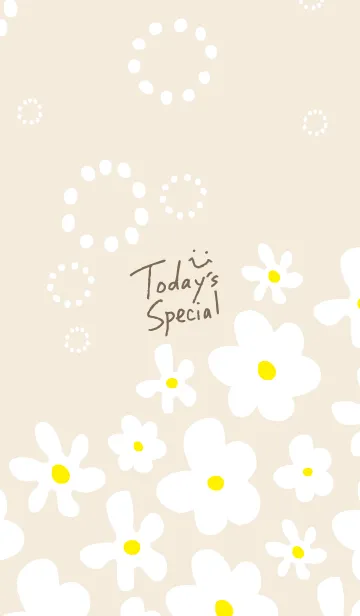 [LINE着せ替え] 白い花が可愛い ベージュ2の画像1