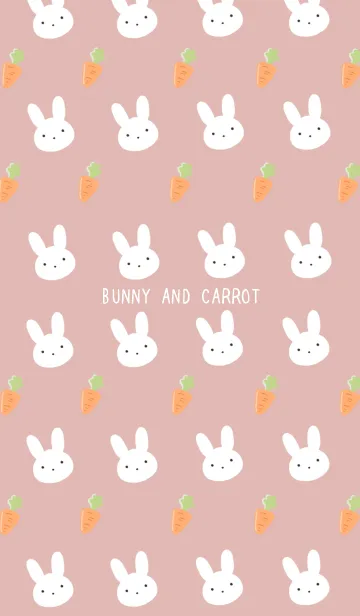 [LINE着せ替え] うさぎとにんじん ピンクベージュの画像1