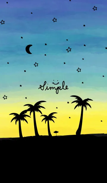 [LINE着せ替え] アロハ！星と月 水彩 スマイル7の画像1