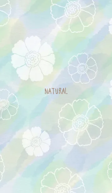 [LINE着せ替え] 花 水彩 ブルー6の画像1