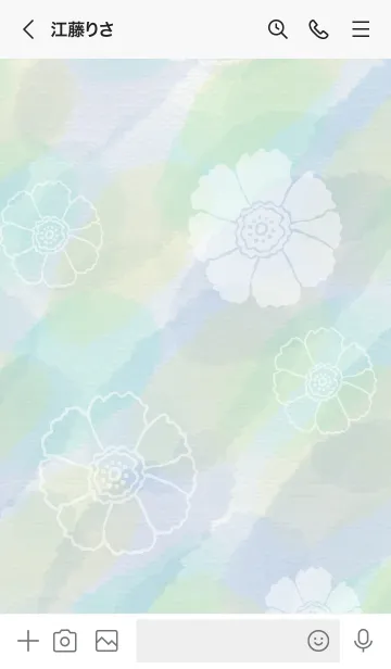 [LINE着せ替え] 花 水彩 ブルー6の画像3