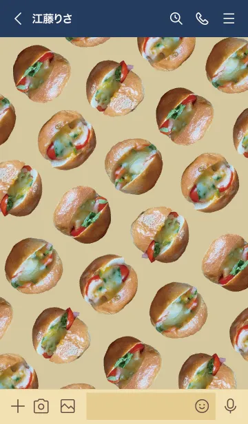 [LINE着せ替え] ベージュとネイビー : ミニサンドイッチの画像3