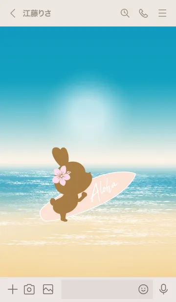 [LINE着せ替え] Rabbits and Surfboard 2の画像3