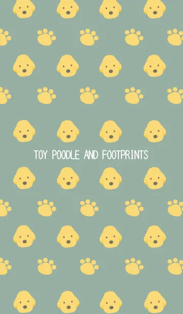 [LINE着せ替え] トイプードルと足跡 くすみグリーンの画像1