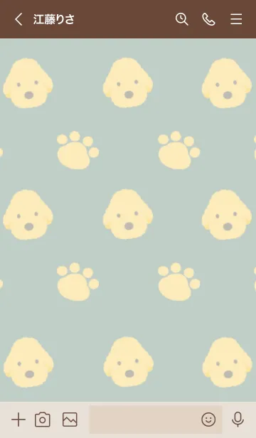 [LINE着せ替え] トイプードルと足跡 くすみグリーンの画像3