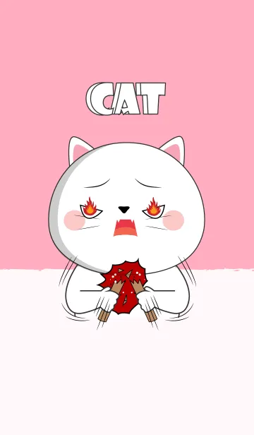 [LINE着せ替え] I'm Argry White  Cat  Theme (JP)の画像1