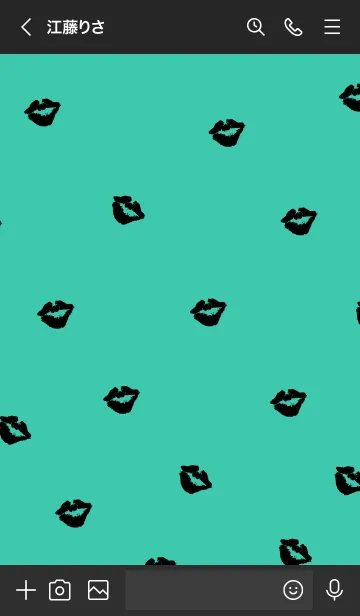 [LINE着せ替え] 黒キスマーク グリーンの画像3