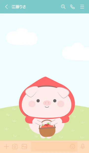 [LINE着せ替え] Pig  Red Riding Hood Theme (JP)の画像3