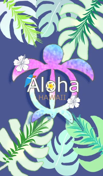 [LINE着せ替え] 水彩画♡幸運のホヌ*ハワイ＊ALOHA+217の画像1