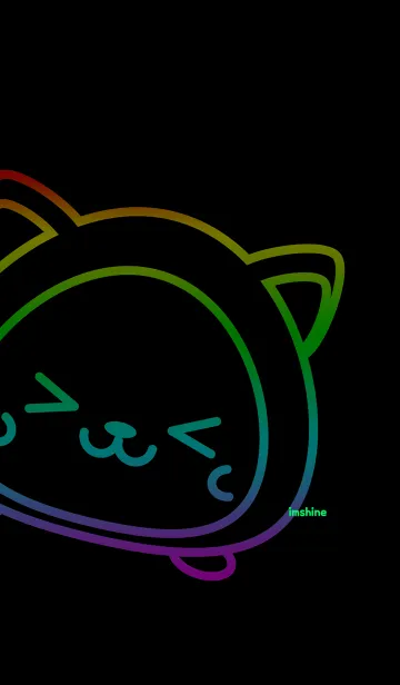 [LINE着せ替え] Simple black & cute neon catの画像1