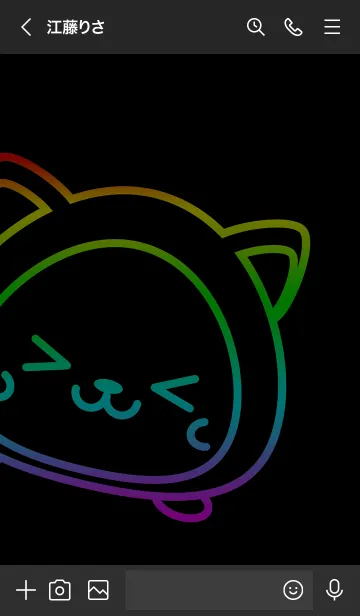 [LINE着せ替え] Simple black & cute neon catの画像3