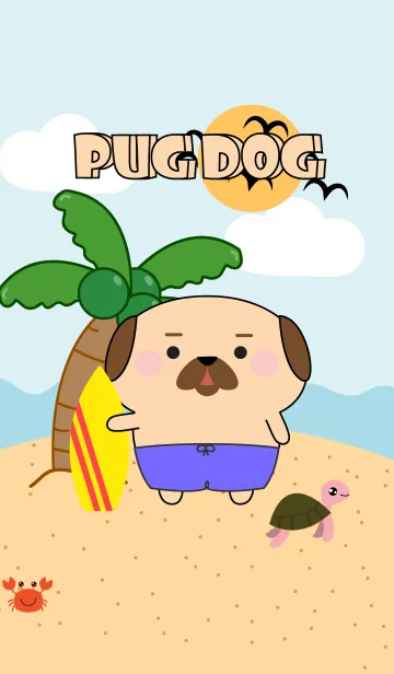 [LINE着せ替え] Pug Dog On The Beach Theme (JP)の画像1