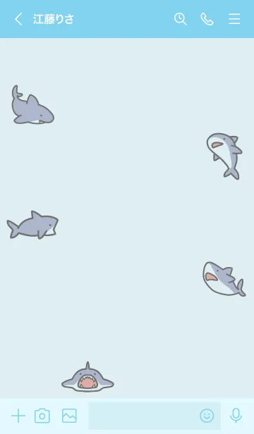 [LINE着せ替え] 青 : サメの着せ替えの画像3