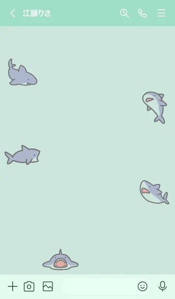 [LINE着せ替え] 青緑 : サメの着せ替えの画像3
