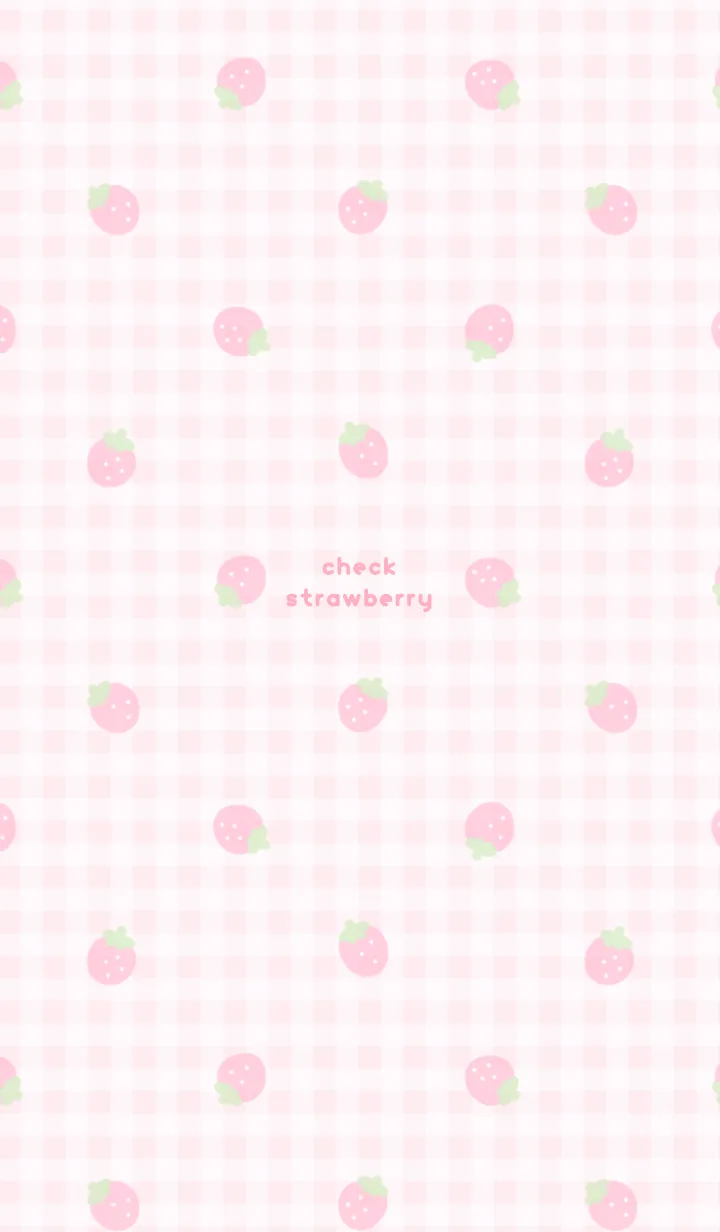[LINE着せ替え] いちごとチェック柄 ♡ ピンクの画像1